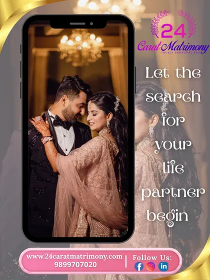 Let the search for your life partner begin. This image, framed within a phone, symbolizes how our modern, personalized service brings you closer to finding your soulmate.