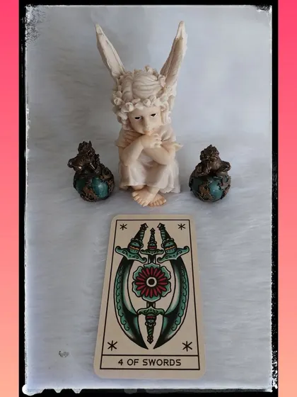 If you picked card 3 for June, the 4 of Swords, the message is about rest and recovery. This card signals the need to slow down, heal from burnout, and process where you are before moving forward.