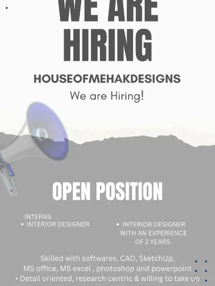 House of Mehak Designs in New Delhi is hiring for multiple roles.