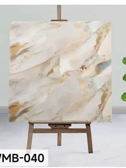A subtle and warm beige marble design (WMB-040) with soft veining. This is a versatile option for creating a calm and luxurious atmosphere.
