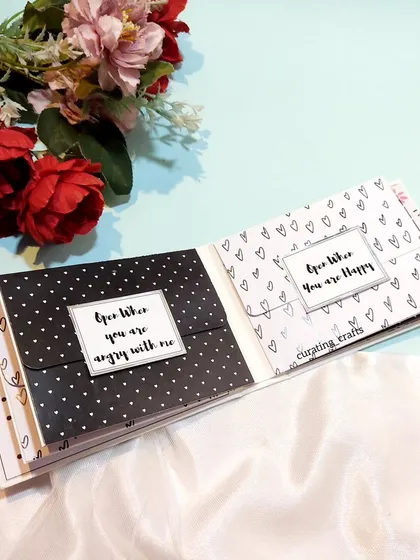 A closer look at the "Open When" letters, with envelopes for "when you are angry with me" and "when you are happy."