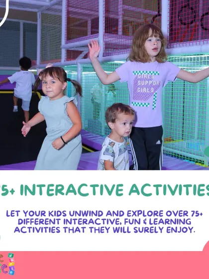 With over 75 interactive activities, including our exciting trampoline park, your kids will never run out of things to do.