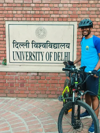 Another happy rider at Delhi University. Our DU Ridge rides are a favorite for their peaceful atmosphere and lush surroundings.