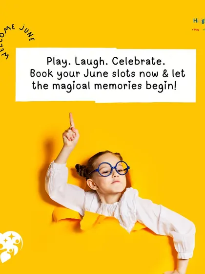 Welcome, June! A graphic to announce that we are ready to book celebrations for the month, from birthday bashes to fun days out.