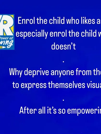 I encourage parents to enroll the child who loves art, but especially the child who thinks they don't. The ability to express oneself visually is an empowering skill that no one should be deprived of.
