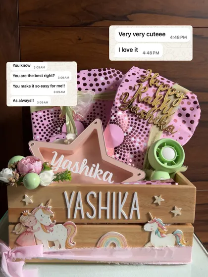 "You are the best right? You make it so easy for me!!" I love being the go-to person for my clients' gifting needs, especially for fun, personalized kids' hampers like this one.