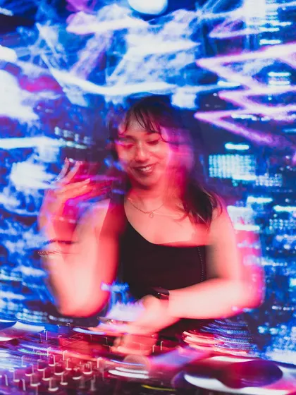 Lost in the music and the lights. This artistic shot captures the immersive, high-energy vibe of my sets, where the visuals and sound come together to create a memorable clubbing experience.