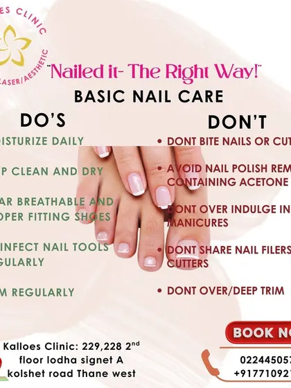 Healthy nails are a sign of good health. This simple guide of Do's and Don'ts provides basic nail care tips, like moisturizing cuticles and avoiding harsh acetone, to keep your nails strong and healthy.