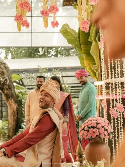 The groom's joyful reaction upon seeing his bride. This is a priceless, candid moment from the ceremony that I am always ready to capture.