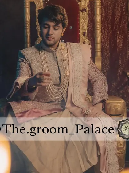 A glimpse of my legacy collection, designed to make you feel like royalty. This heavily embroidered sherwani with a layered pearl necklace and a soft pink stole is perfect for a grand, traditional wedding.