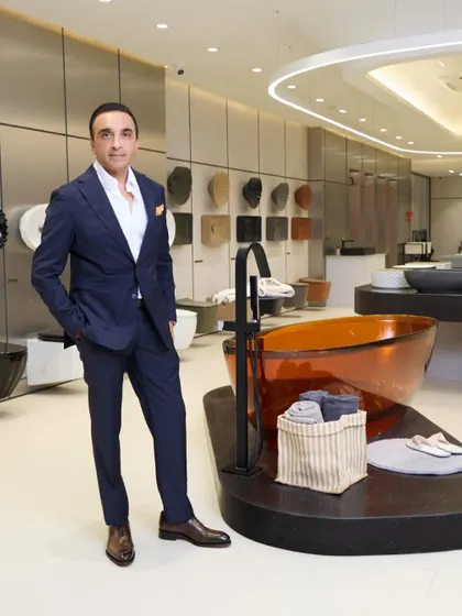 A corporate portrait of Chirag Parekh at the Sternhagen showroom launch, showcasing the leadership behind the brand.
