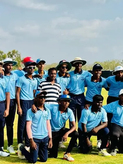 The visiting team from Chennai poses for a team photo on our ground.