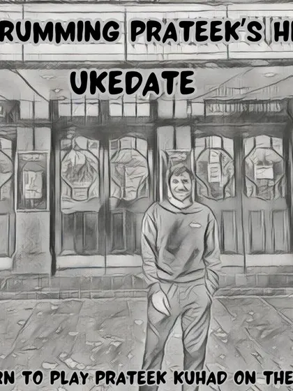 A poster for our 'Ukedate' workshop focused on the hits of Prateek Kuhad, perfect for fans who want to learn his soulful music on the ukulele.