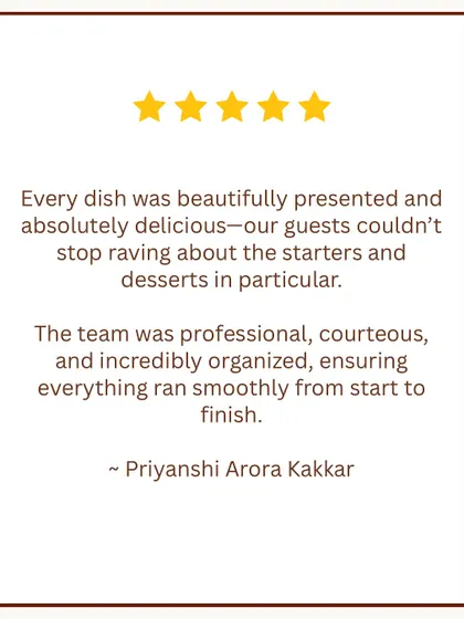 "The team was professional, courteous, and incredibly organized." We pride ourselves on ensuring everything runs smoothly from start to finish, so you can relax and enjoy your party.