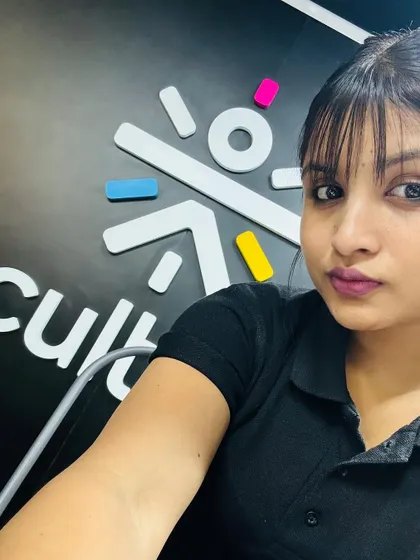 A selfie at the Cult.fit center. I love the vibrant and motivating atmosphere here, and I bring that energy into every training session.