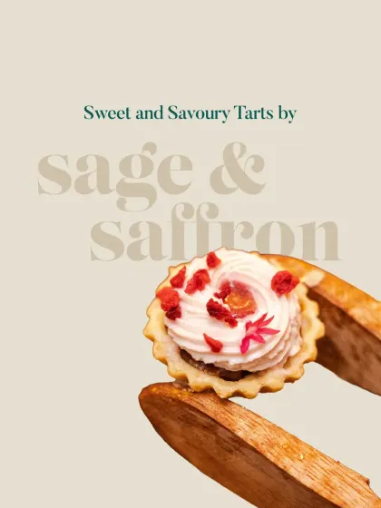 An ode to the tart. This image, featuring our Anjeer Halwa Tart, introduces our collection of sweet and savory tarts, designed to be part of your memories.