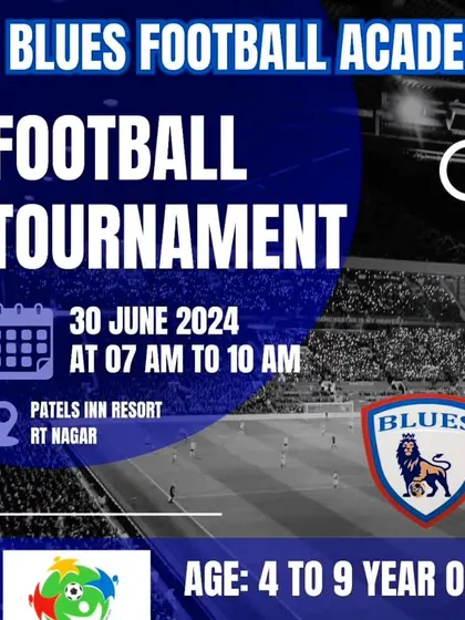 A poster for our football tournament at Patel's Inn Resort, specifically for the 4 to 9 year old age group.