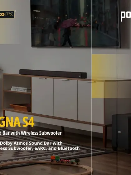 The Signa S4 soundbar and wireless subwoofer from Polk. This system is designed to deliver a true Dolby Atmos experience with simple connectivity, making it an easy upgrade for any television.