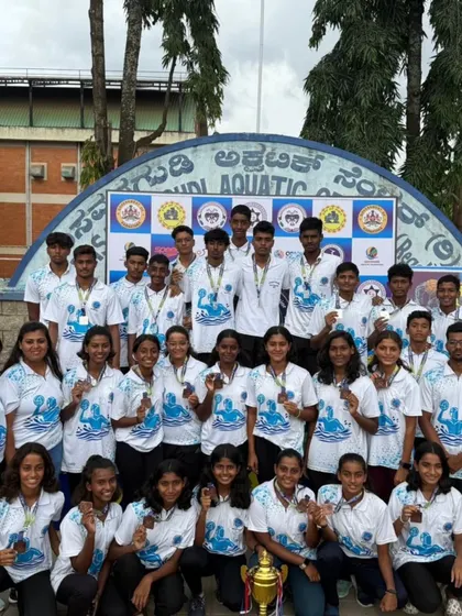 Here is Avaneesh with his silver-medal-winning water polo team. It's wonderful to see our swimmers excel in different aquatic disciplines.