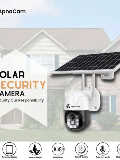 Outdoor protection is now solar-powered. This graphic highlights the features of our solar security camera, including its wireless design, remote access, and night vision.