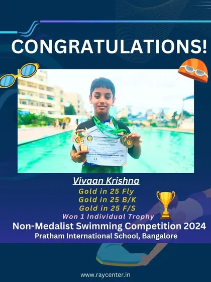 Celebrating Vivaan Krishna's impressive haul of three gold medals and an individual trophy.