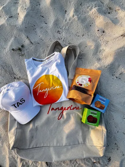 A little something to remember us by. Our signature Tangerine goodie bags are a retreat ritual, filled with thoughtful gifts for our community.