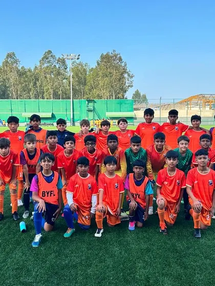 Our U13 boys looking sharp in their new kit before a match.
