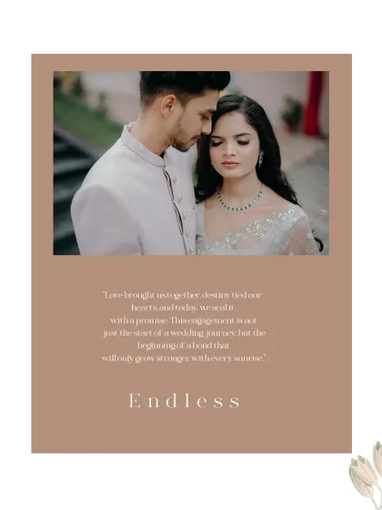 Endless love. This beautifully designed image features a close-up portrait with text that speaks of a love that is just beginning its journey, sealed with a promise.