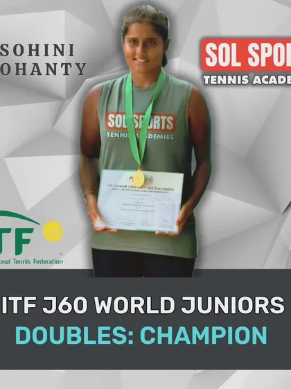 We are thrilled to celebrate Sohini Mohanty's victory in the Doubles at the ITF World Juniors J60 tennis tournament. Her hard work and talent have resulted in a fantastic international win.