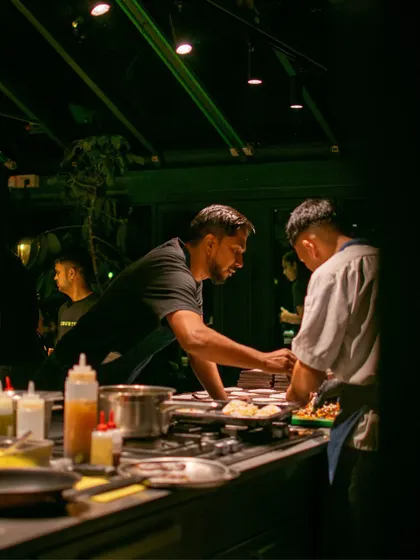 The kitchen as a stage. Here, Chef Jyoti Singh and his team from The Second House, Goa, work with quiet precision during their pop-up.