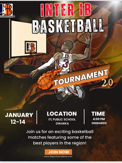 The poster for our Inter IB 2.0 Basketball Tournament. We invite all hoop enthusiasts to join us for an exciting showcase of the best young players in the region.