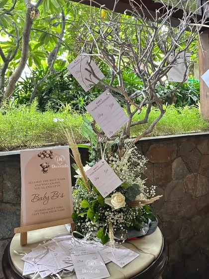 The wishing tree, filled with notes from family and friends.