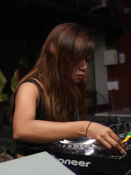 Another action shot from Club Chapter 6, deep in the mix. This is where I feel most at home, behind the decks.