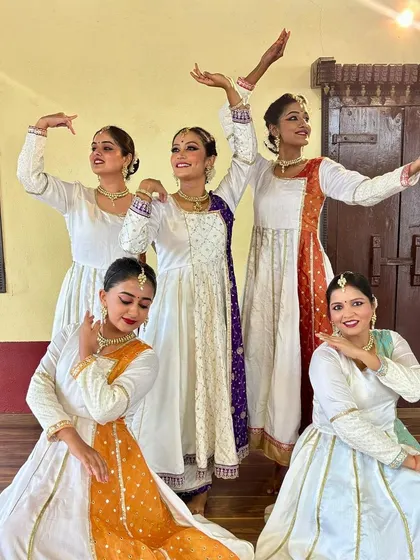 A celebratory moment with my senior students, marking the second anniversary of our Sāttvatī School of Dance.