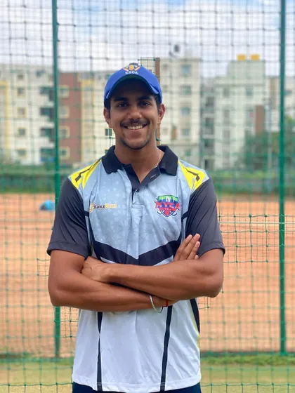 A portrait of our player, Aaditya Nair, at the academy. His hard work has led to selections at the state and national camp levels.