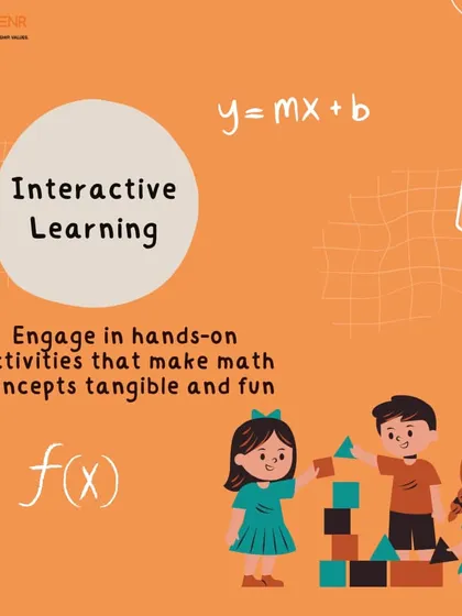 We make math concepts tangible and fun through interactive, hands-on activities. This graphic illustrates our approach to making learning a collaborative and engaging experience.