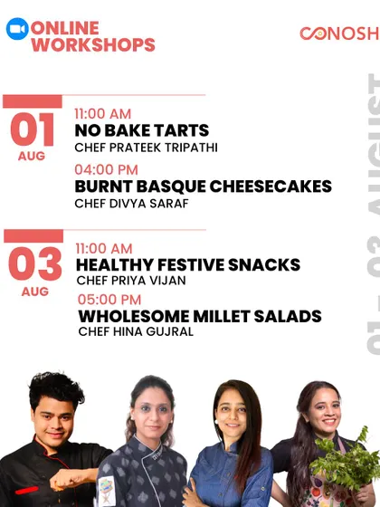From no-bake tarts and burnt basque cheesecakes to healthy snacks and wholesome salads, this schedule shows the range of exclusive online workshops I offer.