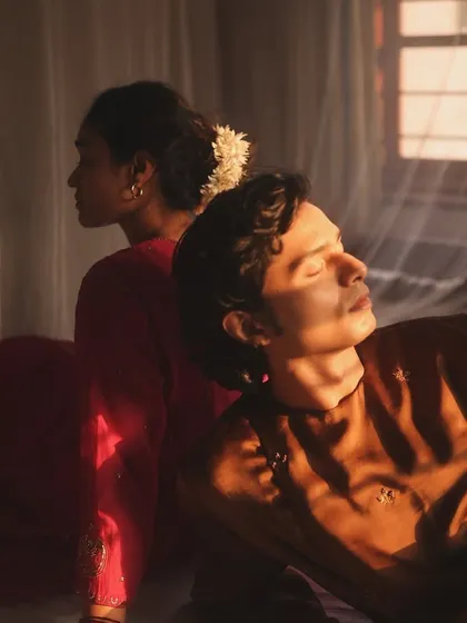 A shot from a campaign where I served as the creative director and stylist for Studio Nirjara. I used the golden hour light and soft textures to build a scene of quiet intimacy, telling a visual story that is both artistic and deeply emotional.