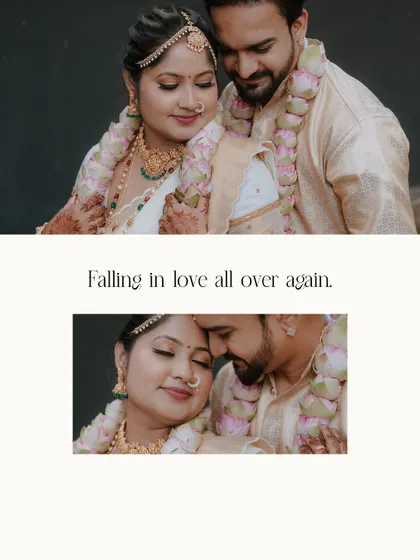 "Falling in love all over again." This collage captures close-up, intimate moments that feel incredibly romantic and personal.
