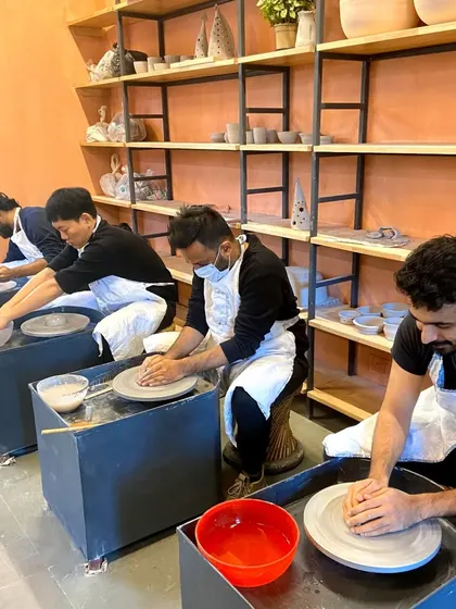From outdoor hand-building sessions to focused work at the wheel, our studio is always buzzing with creativity and happy faces.