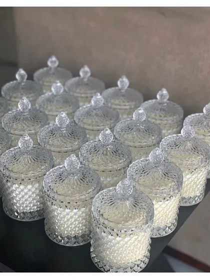 A full view of our crystal jar candles, a timeless and elegant choice for any gifting occasion.