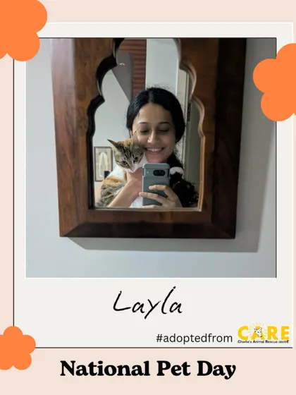 Layla and her human sharing a selfie. We love seeing our adopted cats become such cherished members of their families.