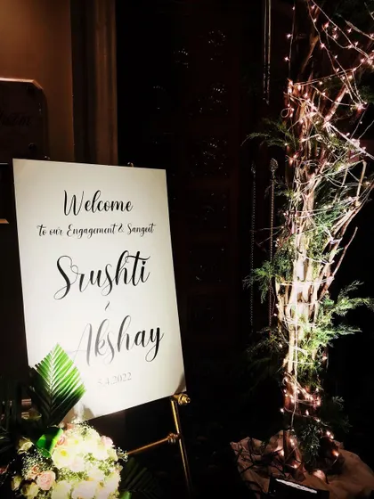 The welcome sign for Srushti and Akshay's Sangeet at The Leela Palace. It's always a pleasure to be part of such elegant and well-planned events.