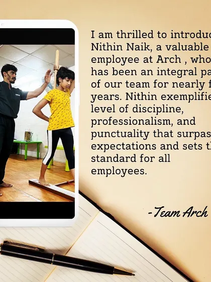 Another look at Nithin, whose physical strength and flexibility make him a standout powerlifter.