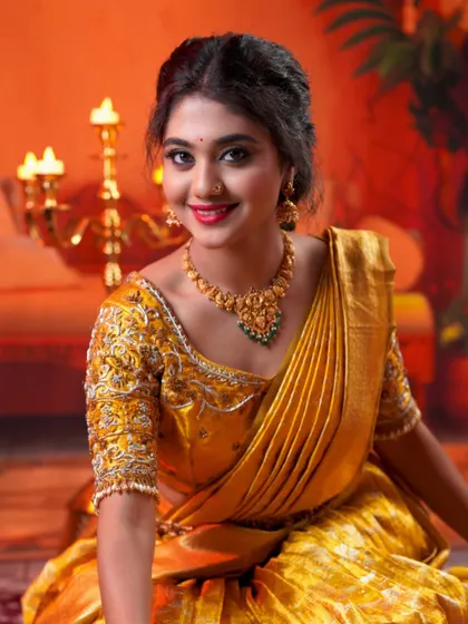 A happy and bright portrait from the Deepavali shoot. The client's smile and the warm, festive colors make this a beautiful memory.