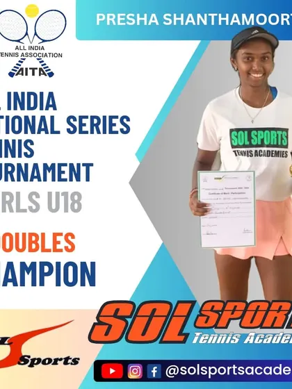An outstanding victory for Presha Shanthamoorthi at the AITA U18 National Series in Hyderabad, winning the doubles title. A testament to her skill and dedication.