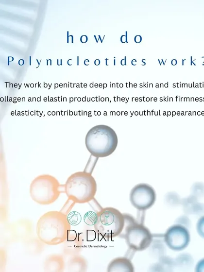 This graphic explains how Polynucleotides work by penetrating deep into the skin to stimulate collagen and elastin, restoring firmness for a more youthful look.
