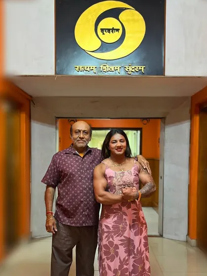 With my father at the Doordarshan studio. He is my biggest supporter and I'm so happy he could share this moment with me.