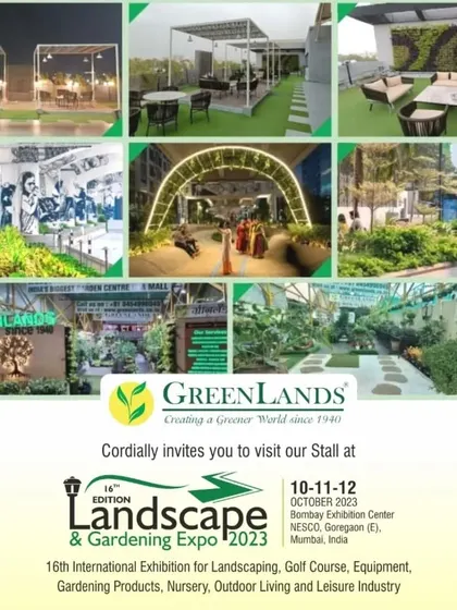 A collage of our work and our invitation to the 14th Edition of the Landscape & Gardening Expo in Mumbai. We actively participate in industry events to showcase our services and connect with the community.