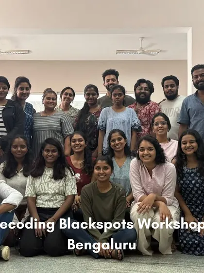 The group photo from our 'Decoding Blackspots' workshop in Bengaluru, bringing together the next generation of urban designers with current practitioners.